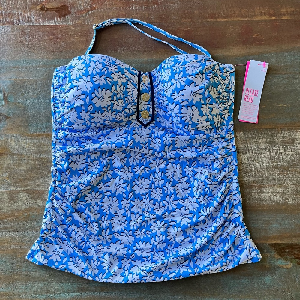 Lilly Pulitzer Blue and White Floral Tank Top